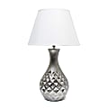 Elegant Designs Juliet Ceramic Table Lamp, 20.47"H, White/Metallic Silver