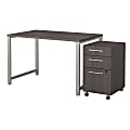 Bush Business Furniture 400 Series Table Desk with 3 Drawer Mobile File Cabinet, 48"W x 30"D, Storm Gray, Premium Installation