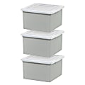 Iris USA® File Boxes, 37.7 Qt, 21-11/16”L x 15-3/4”W x 10-3/4”H, Gray, Pack Of 3 Boxes 1 thumbnail image