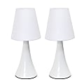 Simple Designs Valencia Colors Mini Touch Table Lamps, 11-7/16"H, White Shade/White Base, Set Of 2 Lamps