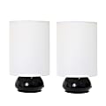 Simple Designs Gemini Colors Mini Touch Table Lamps, 8-7/8"H, White Shade/Black Base, Set Of 2 Lamps 1 thumbnail image