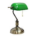 Simple Designs Executive Banker's Desk Lamp with Glass Shade, 14.75"H, Green