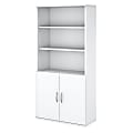 Bush Business Furniture Easy Office 73"H 5-Shelf Bookcase With Doors, White, Standard Delivery