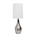 Simple Designs 1-Light Teardrop Table Lamp, 19-1/2"H, White Shade/Brushed Nickel Base