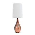 Simple Designs 1-Light Teardrop Table Lamp, 19-1/2"H, White Shade/Rose Gold Base