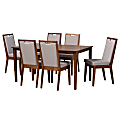 Baxton Studio Rosa 7-Piece Dining Set, Gray/Walnut Brown