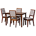 Baxton Studio Suvi 5-Piece Dining Set, Gray/Walnut Brown