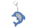 Office Depot® Brand Bag Charm, 3-1/2", Blue Rhinestone Dolphin