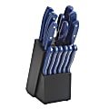 Oster Evansville 14-Piece Stainless-Steel Cutlery Set With Rubberwood Block, Blue 1 thumbnail image