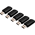 Verbatim PinStripe USB Drive - 8 GB - USB 2.0 - Black - Lifetime Warranty - 5 / Bundle 1 thumbnail image