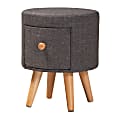 Baxton Studio Rocco 1-Drawer Ottoman Stool, Dark Gray/Oak Brown 1 thumbnail image
