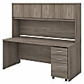 Bush® Business Furniture Studio C 72"W Office Desk With Hutch And Mobile File Cabinet, Modern Hickory, Premium Installation