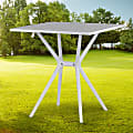 Glamour Home Basma Plastic Square Outdoor Furniture Dining Table, 28-1/2”H x 27-1/2”W x 27-1/2”D, White