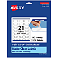 Avery® Permanent Labels With Sure Feed®, 94061-CMF100, Oval Scalloped, 1-1/8" x 2-1/4", Matte Clear, Pack Of 2,100 1 thumbnail image
