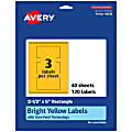 Avery® Print-To-The-Edge Labels With Sure Feed® Technology, 94246-BYP40, Rectangle, 2-1/2" x 5", Matte Bright Yellow, Pack of 120