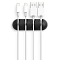 Adhesive 4-Slot USB Cable Clip Organizer Wire Cord Management Cable Tie Holder - Black