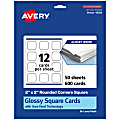 Avery® Printable Note Cards With Sure Feed® Technology, 2" x 2" Square Rounded Corners, Glossy White, Pack Of 600 1 thumbnail image