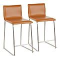 LumiSource Mara Counter Stools, Camel/Stainless Steel, Set Of 2 Stools