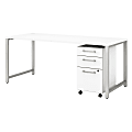 Bush Business Furniture 400 Series 72"W x 30"D Table Desk With 3-Drawer Mobile File Cabinet, White, Standard Delivery
