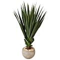 Nearly Natural 54"H Spiked Agave Artificial Plant With Bowl, 54"H x 32"W x 32"D, Sand/Green