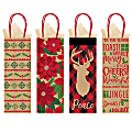 Amscan Christmas Bottle Bags, Large, Cozy, Pack Of 4 Bags
