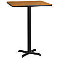 Flash Furniture Square Laminate Table Top With Bar Height Table Base, 43-3/16"H x 24"W x 24"D, Natural