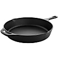 MegaChef 12" Round Pre-Seasoned Cast Iron Frying Pan, Black