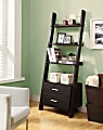 Monarch Specialties 4-Shelf Ladder Bookcase With 2 Drawers, Cappuccino