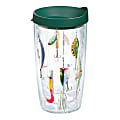 Tervis Fishing Tumbler With Lid, 16 Oz, Clear