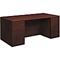 HON 10700 H10774 Pedestal Desk - 66" x 30" x 29.5" - 5 x Box, File Drawer(s) - Double Pedestal - Finish: Mahogany