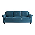 Lifestyle Solutions Hanson Microfiber Sofa With Curved Arms, Blue/Black