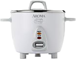 Aroma ARC-753SG Simply Stainless 6-Cup Rice Cooker, 8-1/8”H x 10-5/16”W x 8-1/4”D, White