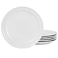 Martha Stewart 6-Piece Fine Ceramic Round Plate Set, 9”, White