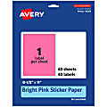 Avery® Printable Sticker Paper, 94269-BPP40, Rectangle, 8-1/2" x 11", Matte Bright Pink, Pack of 40 1 thumbnail image