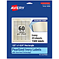 Avery® Pearlized Permanent Labels With Sure Feed®, 94204-PIP25, Rectangle, 1/2" x 1-3/4", Ivory, Pack Of 1,500 Labels 1 thumbnail image