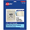Avery® Pearlized Permanent Labels With Sure Feed®, 94204-PIP25, Rectangle, 1/2" x 1-3/4", Ivory, Pack Of 1,500 Labels