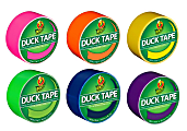 Duck Brand Color Duct Tape Rolls, 1-15/16" x 105 Yd, Neon Rainbow Colors, Pack Of 6 Rolls
