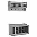 Bush Furniture Woodland 40"W Shoe Storage Bench With Shelves And Wall-Mounted Coat Rack, Cape Cod Gray, Standard Delivery 1 thumbnail image
