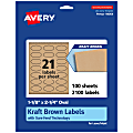 Avery® Kraft Permanent Labels With Sure Feed®, 94054-KMP100, Oval, 1-1/8" x 2-1/4", Brown, Pack Of 2,100 1 thumbnail image