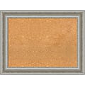 Amanti Art Non-Magnetic Cork Bulletin Board, 34" x 26", Natural, Parlor Silver Plastic Frame
