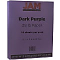JAM Paper® Color Multi-Use Printer & Copy Paper, Dark Purple, Letter (8.5" x 11"), 50 Sheets Per Pack, 28 Lb