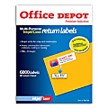 Office Depot® Inkjet & Laser Printer Address Labels, 1/2" x 1 3/4", Box Of 6,800