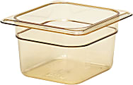 Cambro H-Pan High-Heat GN 1/6 Food Pans, 4"H x 6-3/8"W x 6-15/16"D, Amber, Pack Of 6 Pans