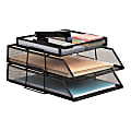 Mind Reader 2-Tier Paper Tray With Top Supply Compartment, 6-3/4"H x 13-1/4"W x 10-1/2"D, Black 1 thumbnail image