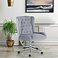ALPHA HOME Leisure Velvet Mid-Back Task Chair, Gray 1 thumbnail image