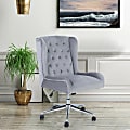 ALPHA HOME Leisure Velvet Mid-Back Task Chair, Gray