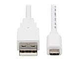 Tripp Lite Safe-IT USB-A to USB Micro-B Antibacterial Cable M/M, USB 2.0, White, 3 ft. - VW-1 - 28 AWG - White