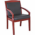 Lorell® Bonded Leather/Wood Guest Chair With Sloping Arms, Black/Mahogany 1 thumbnail image