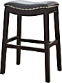 New Ridge Home Goods Julian Faux Leather Counter Stool, Gray/Espresso
