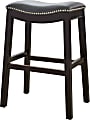 New Ridge Home Goods Julian Faux Leather Counter Stool, Gray/Espresso 1 thumbnail image